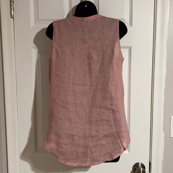 Harvé Benard Pink Sleeveless Linen Blouse Sz S - Picture 6 of 9